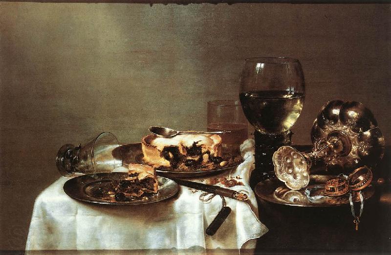 HEDA, Willem Claesz. Breakfast Table with Blackberry Pie sf Norge oil painting art